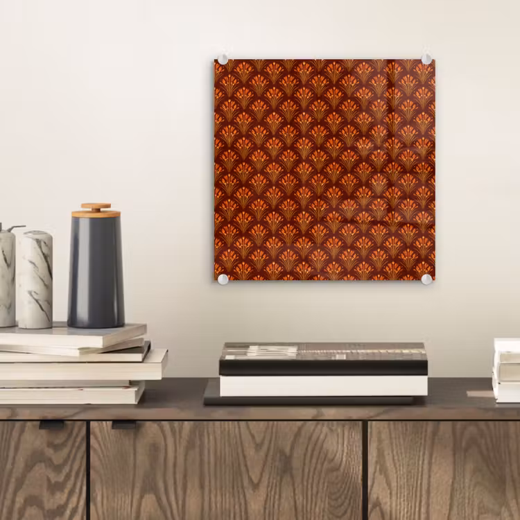 Waaiers - Art Deco - Botanisch - Roestbruin - Oranje plexiglas 5mm klein 11 -sfeer1