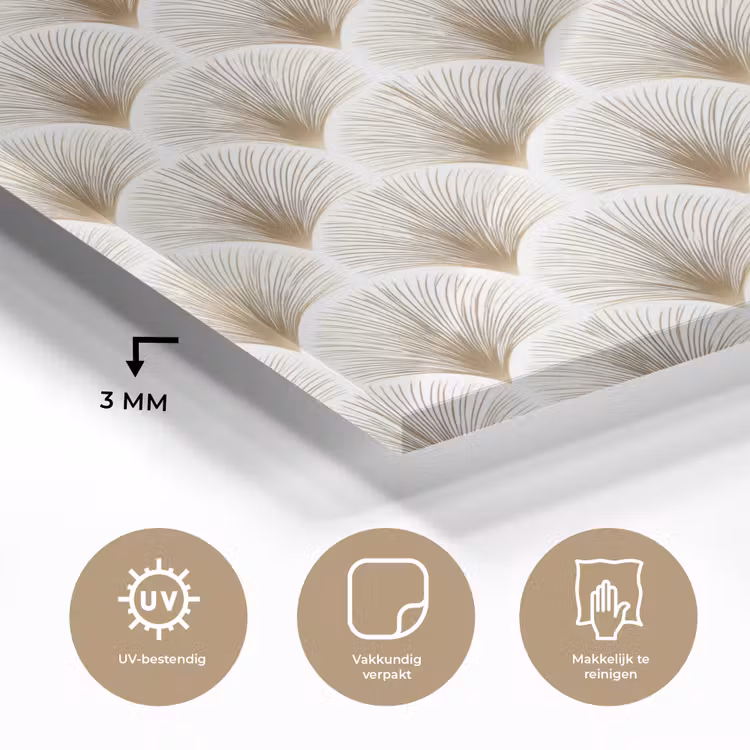 Waaiers - Art Deco - Elegant - Goud - Wit plexiglas 5mm klein 11 -sfeer2