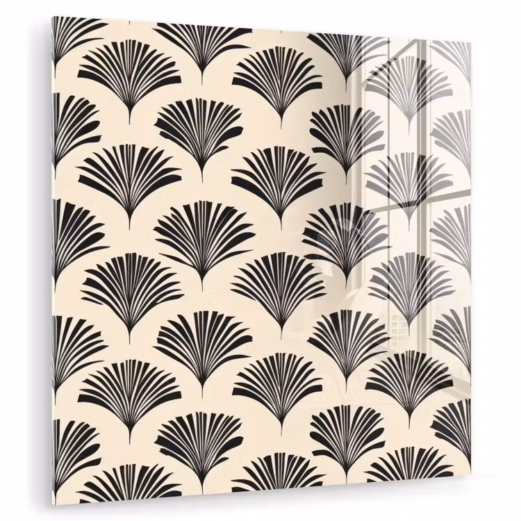 Waaiers - Botanisch - Zwart - Beige plexiglas 5mm klein 11 -zzzproduct_nieuw