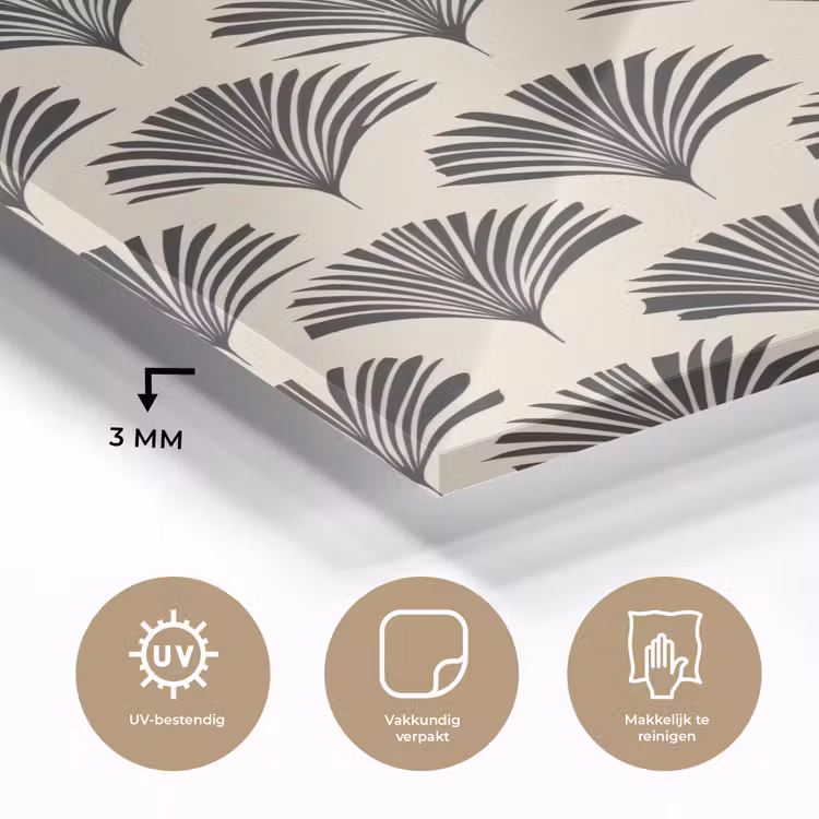 Waaiers - Botanisch - Zwart - Beige plexiglas 5mm klein 11 -sfeer2