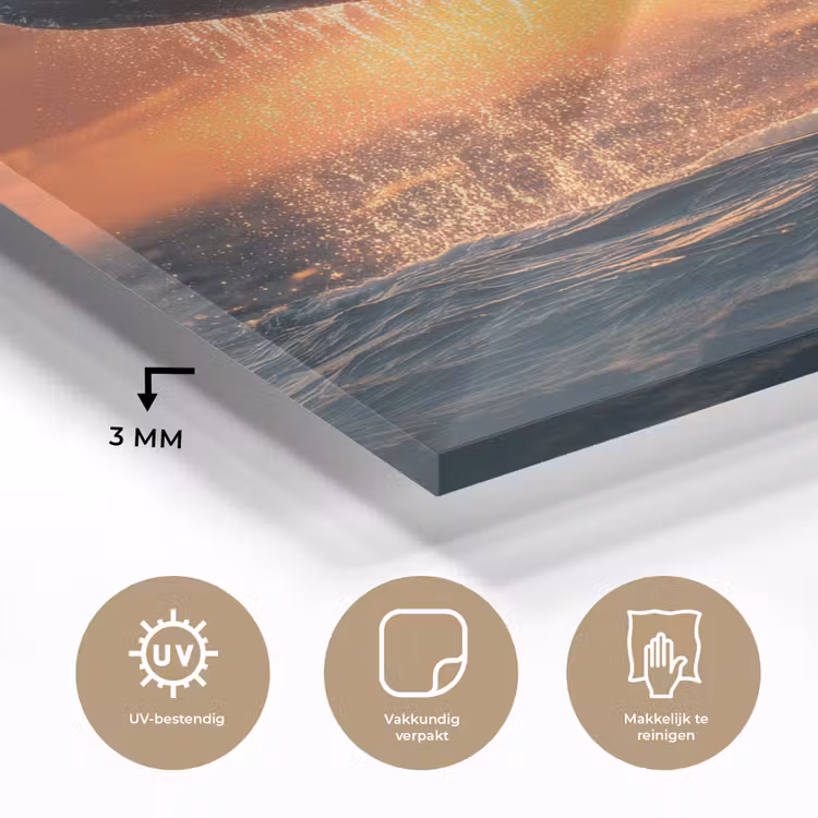 Walvis staart - Water - Zonsondergang plexiglas 5mm klein -sfeer2
