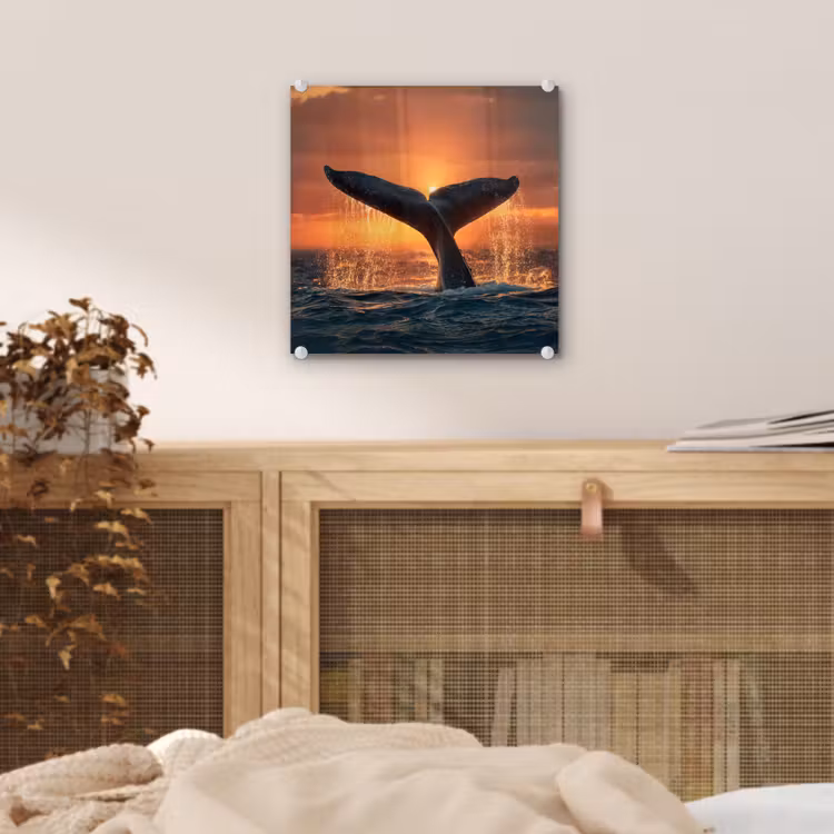 Walvis staart - Water - Zonsondergang plexiglas 5mm klein -sfeer4