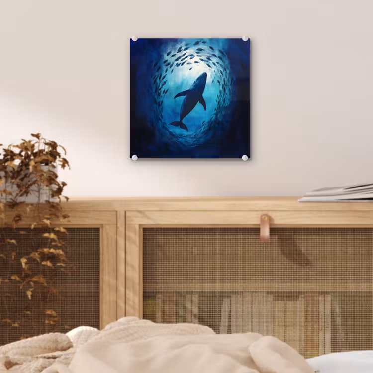 Walvis - Vissen - Donkerblauw plexiglas 5mm klein -sfeer4