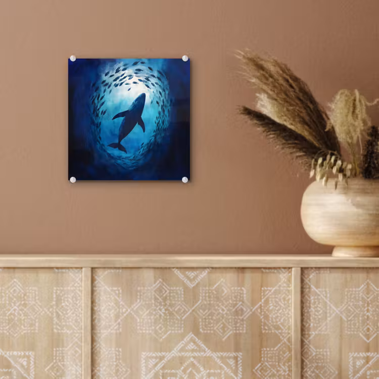 Walvis - Vissen - Donkerblauw plexiglas 5mm klein -sfeer5