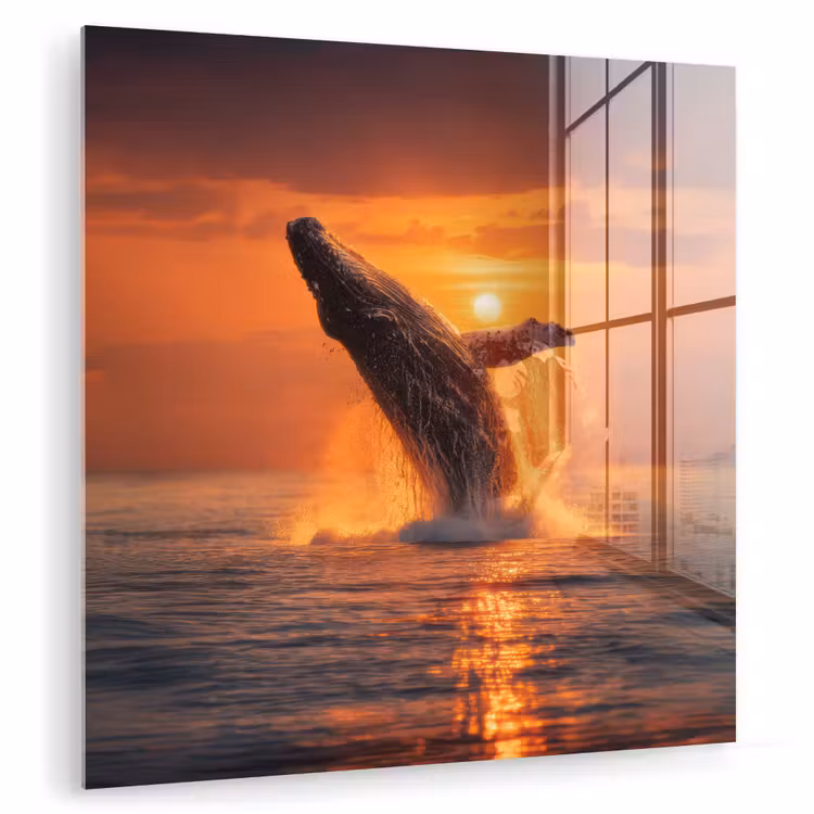 Walvis - Zon - Zee plexiglas 5mm klein -zzzproduct_nieuw