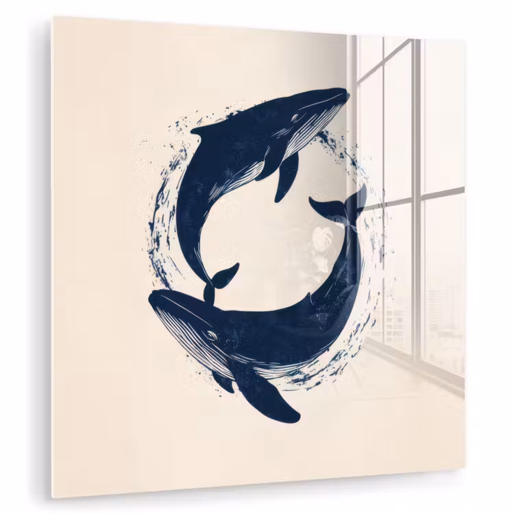 Walvissen - Spetters - Cirkel - Donkerblauw plexiglas 5mm klein -zzzproduct_nieuw
