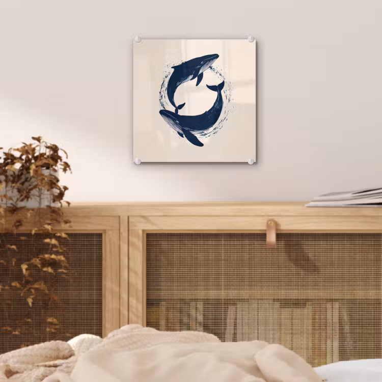 Walvissen - Spetters - Cirkel - Donkerblauw plexiglas 5mm klein -sfeer4