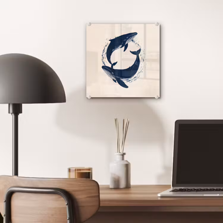 Walvissen - Spetters - Cirkel - Donkerblauw plexiglas 5mm klein -sfeer6