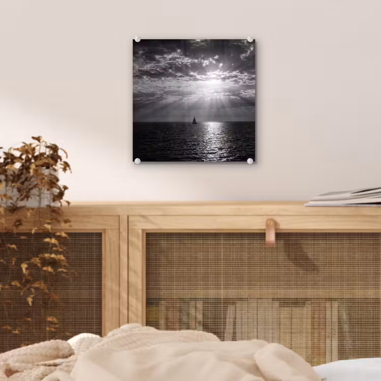 Water - Boot - Lucht - Natuur - Zwart-wit plexiglas 5mm klein -sfeer4