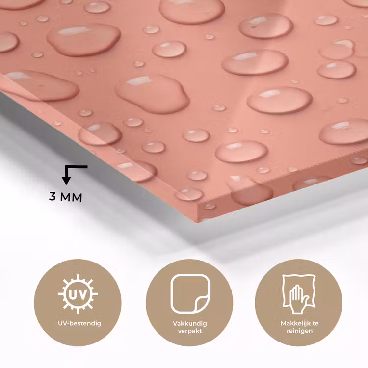 Water - Druppels - Roze plexiglas 5mm klein -sfeer2