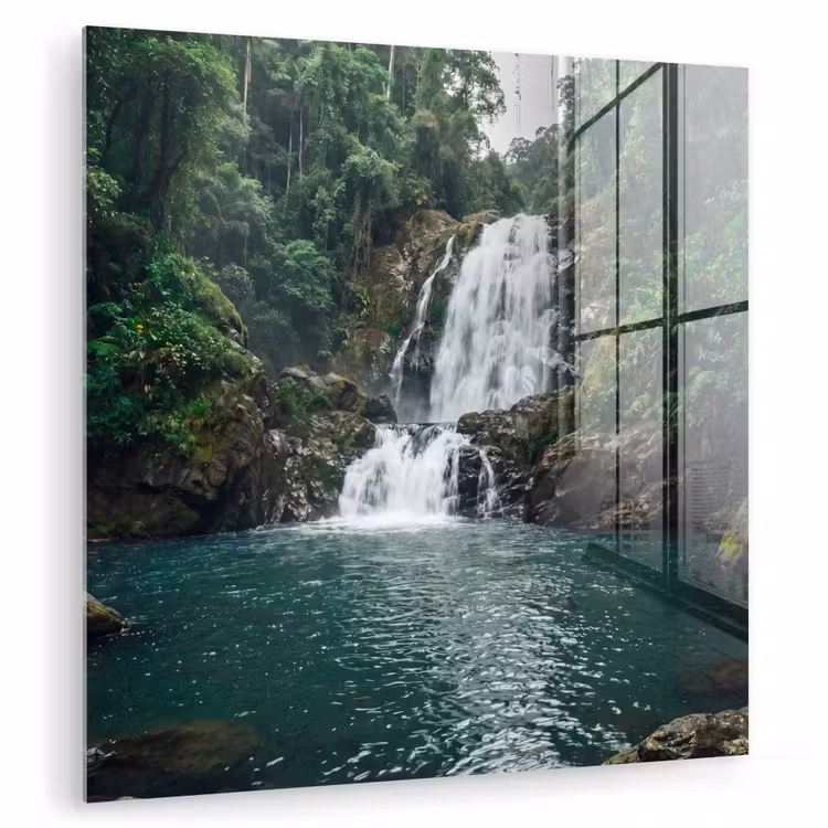 Waterfall - Forest - Nature - Greenkhgyguyg plexiglas 5mm klein -zzzproduct_nieuw