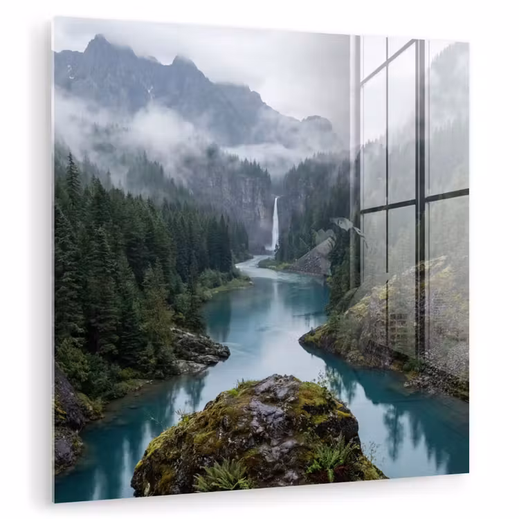 Waterval - Bomen - Bergen plexiglas 5mm klein -zzzproduct_nieuw