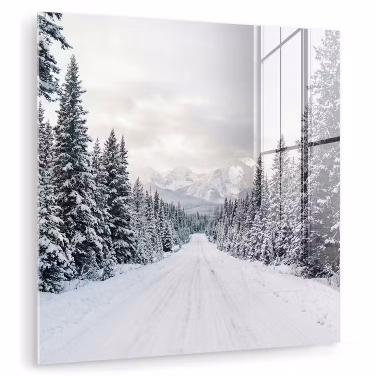 Weg - Sneeuw - Naaldbos - Winter - Avontuurlijk plexiglas 5mm klein -zzzproduct_nieuw
