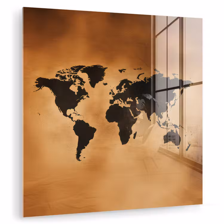 Wereldkaart - Bruin - Kaart plexiglas 5mm klein -zzzproduct_nieuw
