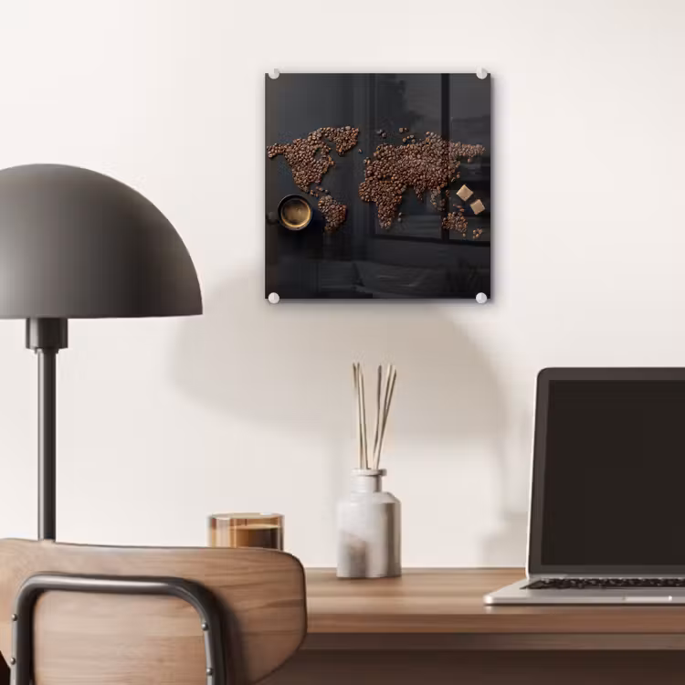Wereldkaart - Espresso - Zwart plexiglas 5mm klein -sfeer6