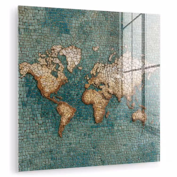 Wereldkaart - Gebroken tegels - Mozaïek plexiglas 5mm klein -zzzproduct_nieuw