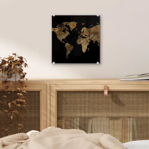 Wereldkaart - Goud - Luxe - Aarde - Zwart plexiglas 5mm klein -sfeer4