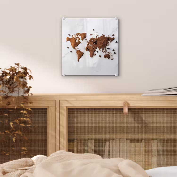 Wereldkaart - Koffie - Marmer plexiglas 5mm klein -sfeer4