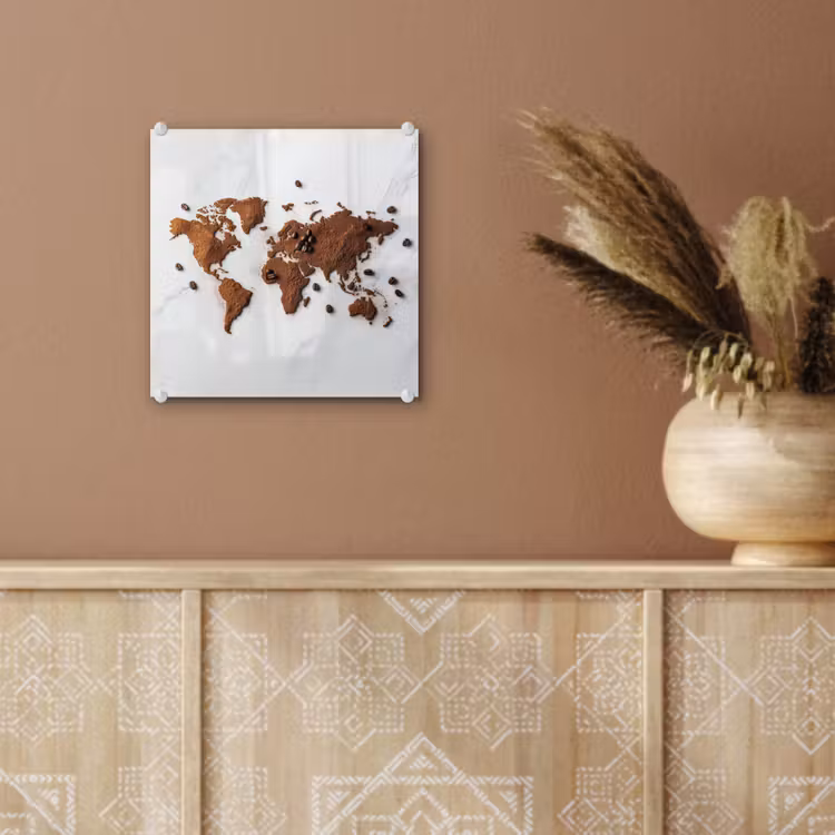 Wereldkaart - Koffie - Marmer plexiglas 5mm klein -sfeer5