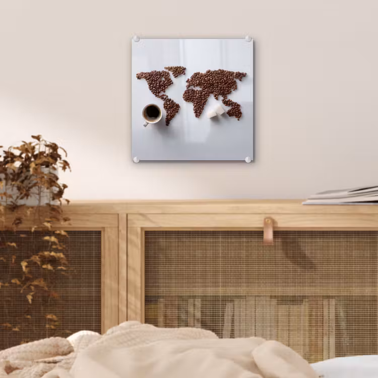 Wereldkaart - Koffiebonen - Suikerklontjes plexiglas 5mm klein -sfeer4