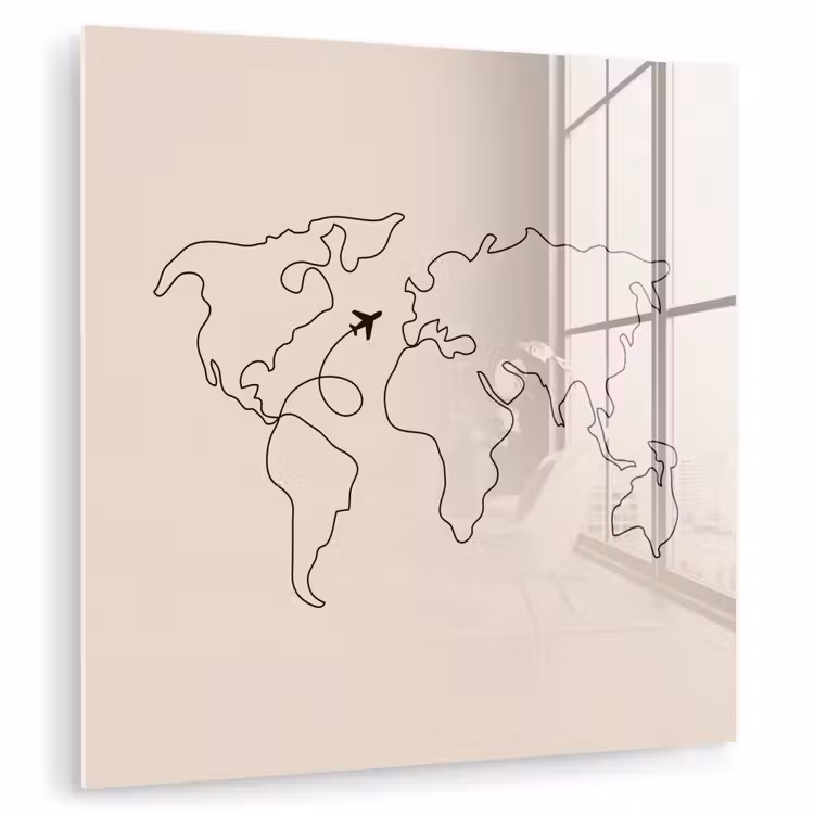 Wereldkaart - Simpel - Vliegtuig plexiglas 5mm klein -zzzproduct_nieuw