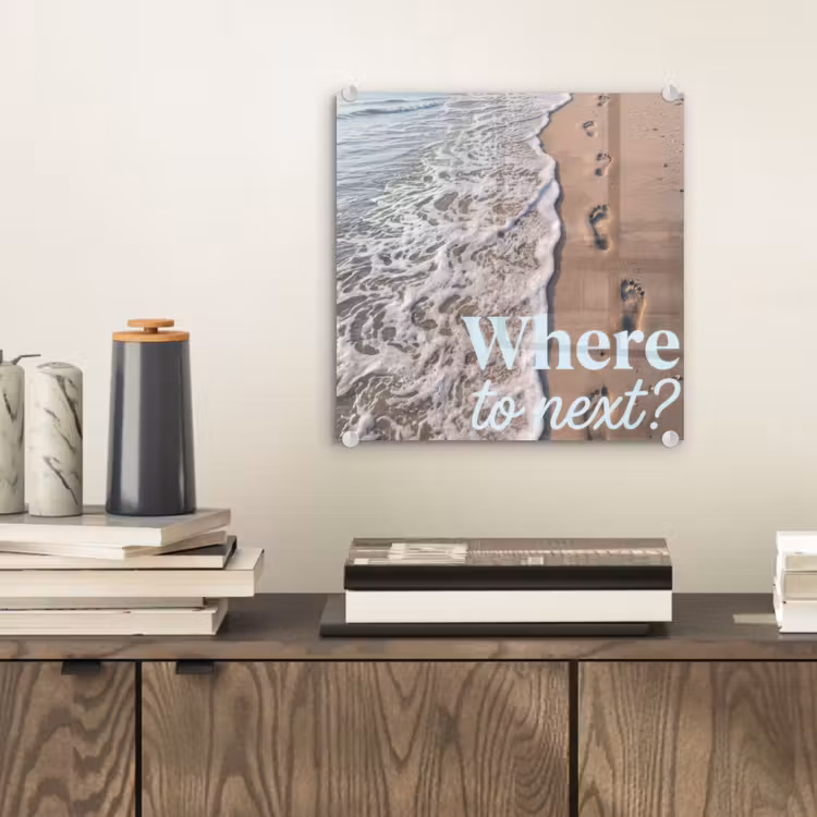 Where to next - Strand - Voetstappen plexiglas 5mm klein -sfeer1