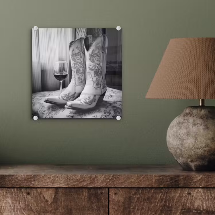 Wijn - Cowboylaarzen - Raamlicht - Wit plexiglas 5mm klein -sfeer3