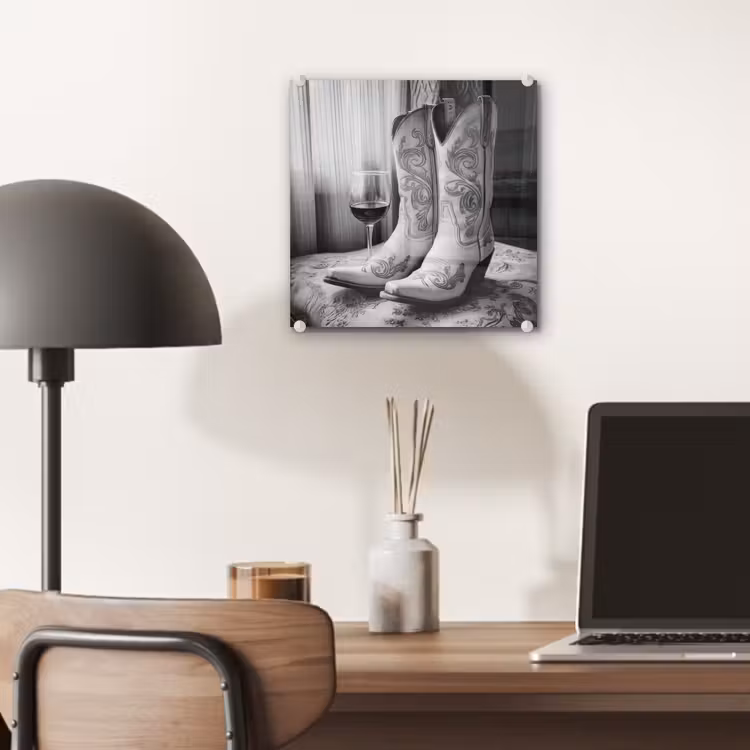 Wijn - Cowboylaarzen - Raamlicht - Wit plexiglas 5mm klein -sfeer6