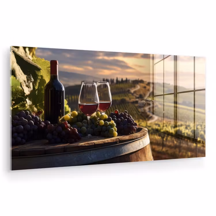 Wijn - Druiven - Heuvels - Landschap plexiglas 5mm klein -zzzproduct_nieuw
