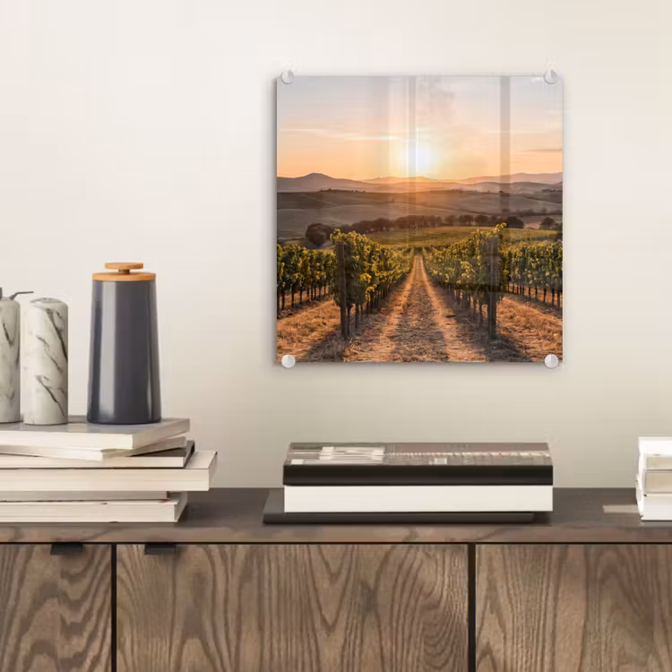 Wijngaard - Zonsondergang - Landschap plexiglas 5mm klein -sfeer1