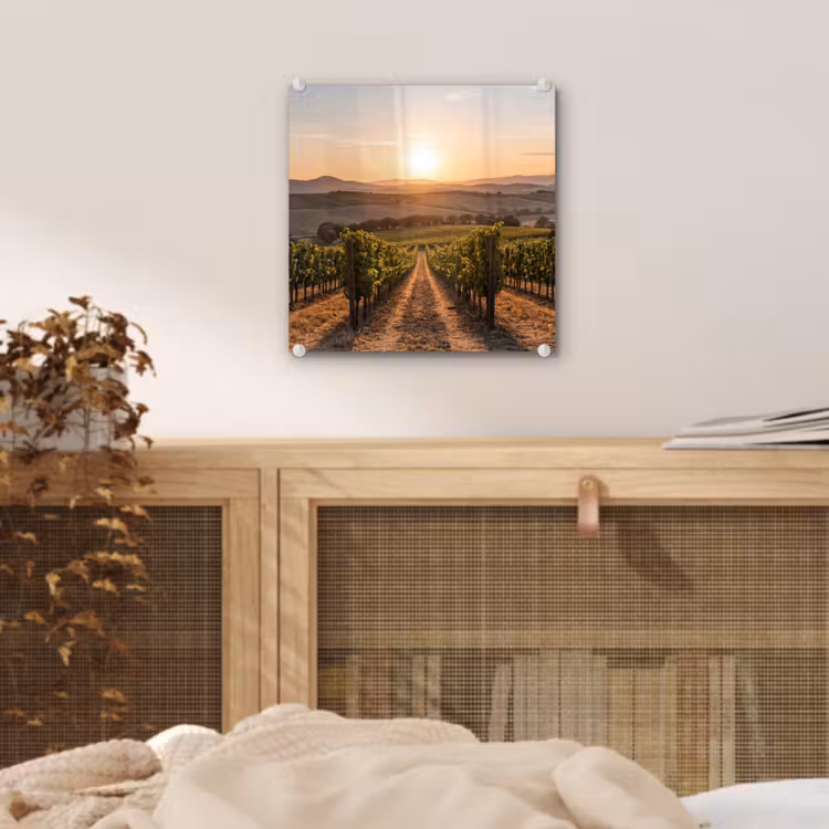 Wijngaard - Zonsondergang - Landschap plexiglas 5mm klein -sfeer4