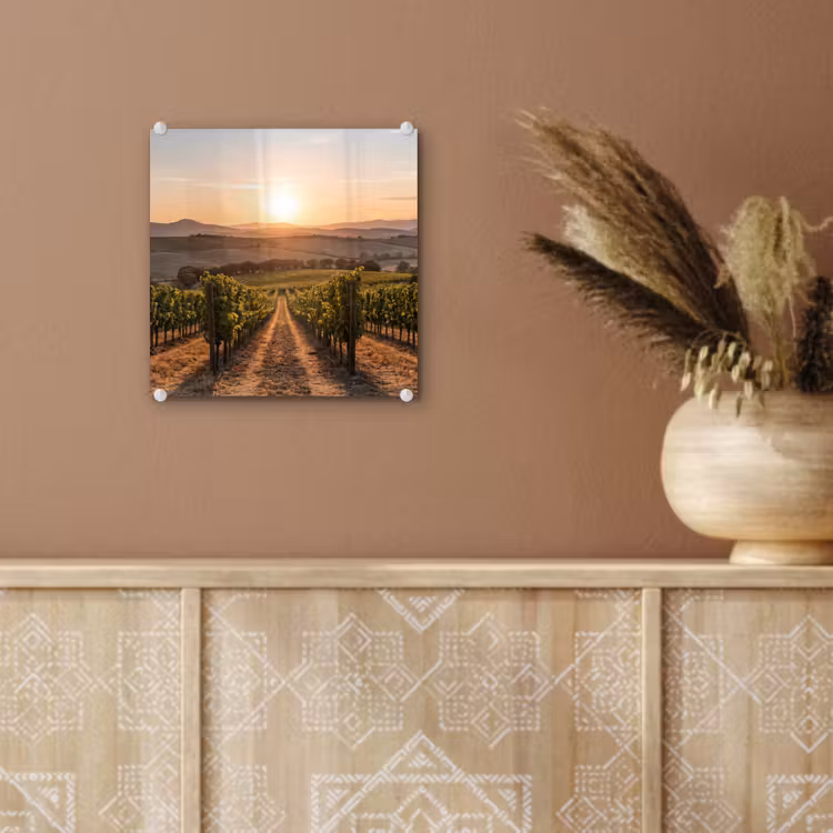 Wijngaard - Zonsondergang - Landschap plexiglas 5mm klein -sfeer5