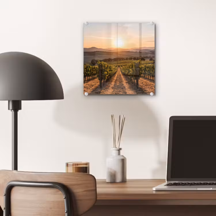 Wijngaard - Zonsondergang - Landschap plexiglas 5mm klein -sfeer6