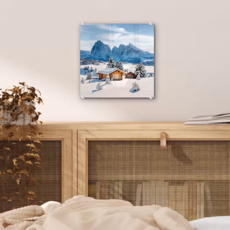 Winter - Huisje - Bergen - Uitzicht - Sneeuw plexiglas 5mm klein -sfeer4