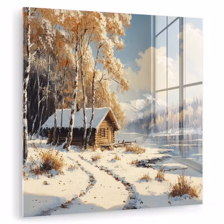 Winter - Sneeuw - Huis - Natuur plexiglas 5mm klein -zzzproduct_nieuw
