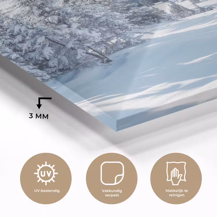 Winterlandschap - Natuur - Berg - Bomen - Sneeuw plexiglas 5mm klein -sfeer2