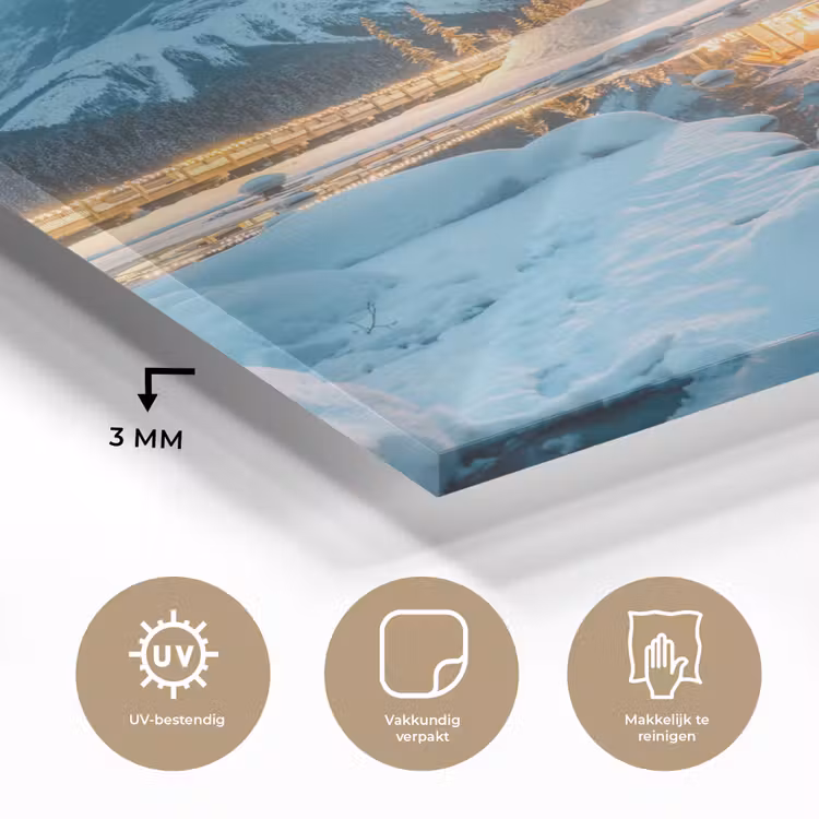 Winterlandschap - Natuur - Huis - Bergen - Sneeuw plexiglas 5mm klein -sfeer2