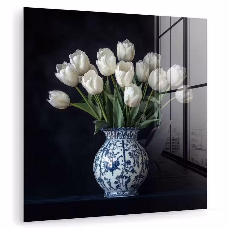 Wit - Bloemen - Tulpen - Vaas plexiglas 5mm klein -zzzproduct_nieuw