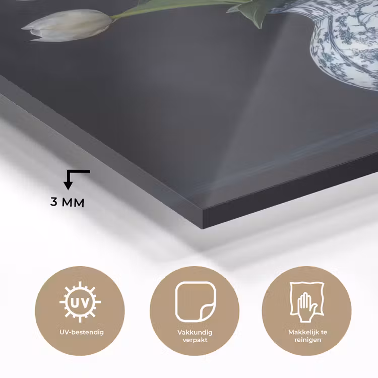 Wit - Bloemen - Tulpen - Vaas plexiglas 5mm klein -sfeer2
