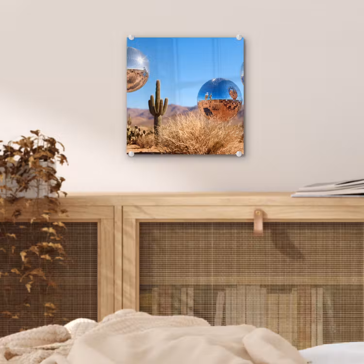 Glas schilderij - Woestijn - Spiegelbal - Kunst - Woestijn - Spiegelbal - Kunst plexiglas 5mm klein