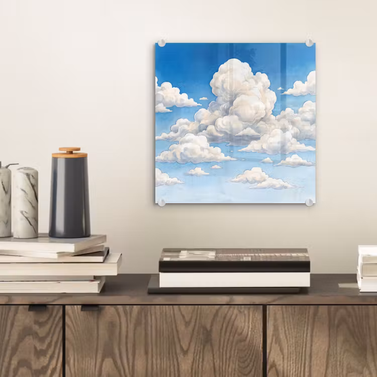 Wolken - Blauwe lucht - Natuur - Modern - Wit plexiglas 5mm klein -sfeer1