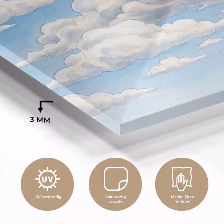 Wolken - Blauwe lucht - Natuur - Modern - Wit plexiglas 5mm klein -sfeer2