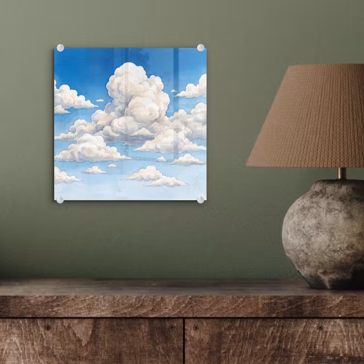 Wolken - Blauwe lucht - Natuur - Modern - Wit plexiglas 5mm klein -sfeer3