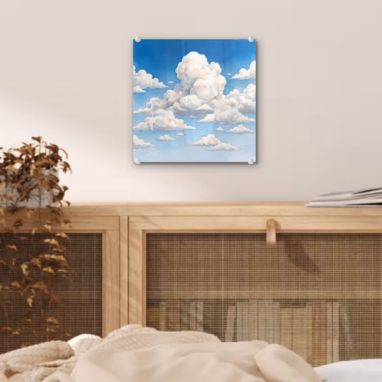 Wolken - Blauwe lucht - Natuur - Modern - Wit plexiglas 5mm klein -sfeer4