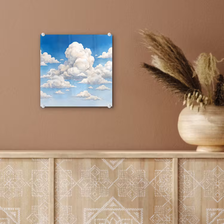 Wolken - Blauwe lucht - Natuur - Modern - Wit plexiglas 5mm klein -sfeer5