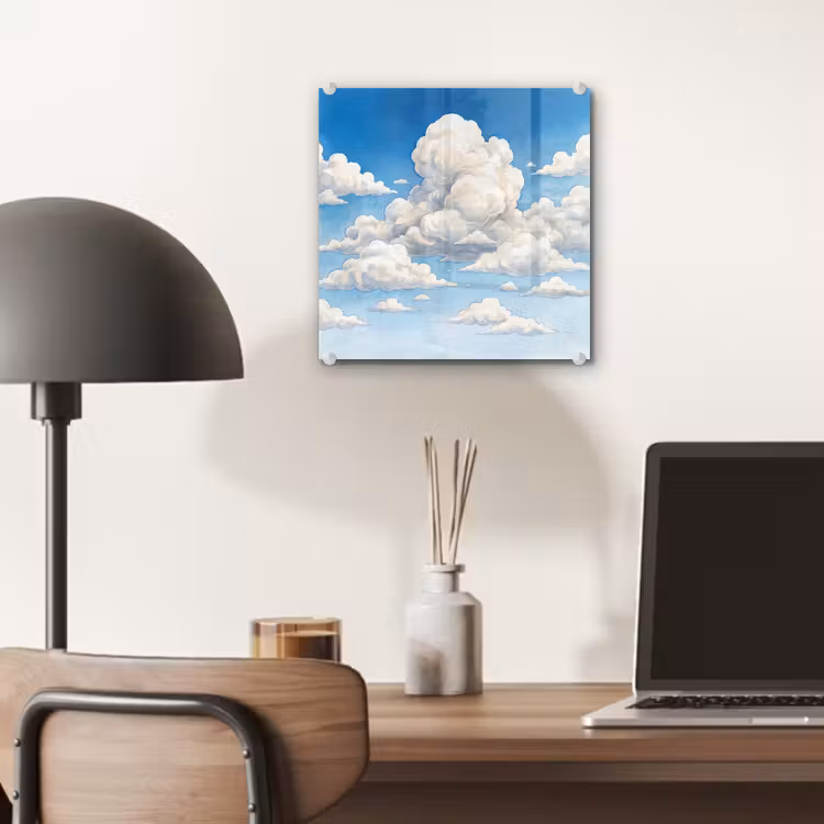 Wolken - Blauwe lucht - Natuur - Modern - Wit plexiglas 5mm klein -sfeer6