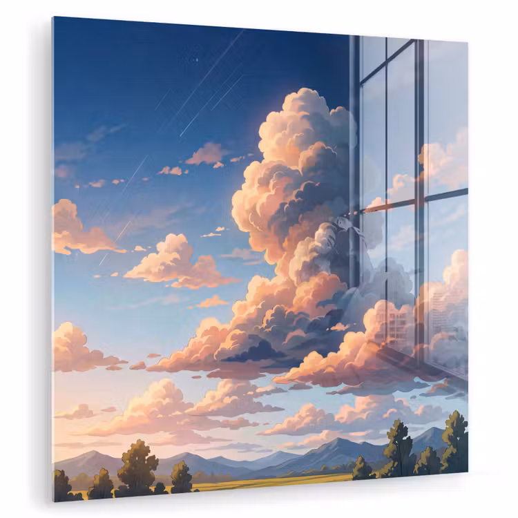 Wolken - Daghemel - Natuur - Illustratie - Oranje plexiglas 5mm klein -zzzproduct_nieuw
