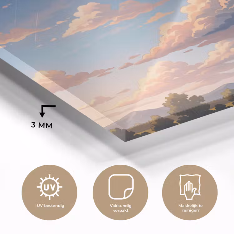 Wolken - Daghemel - Natuur - Illustratie - Oranje plexiglas 5mm klein -sfeer2