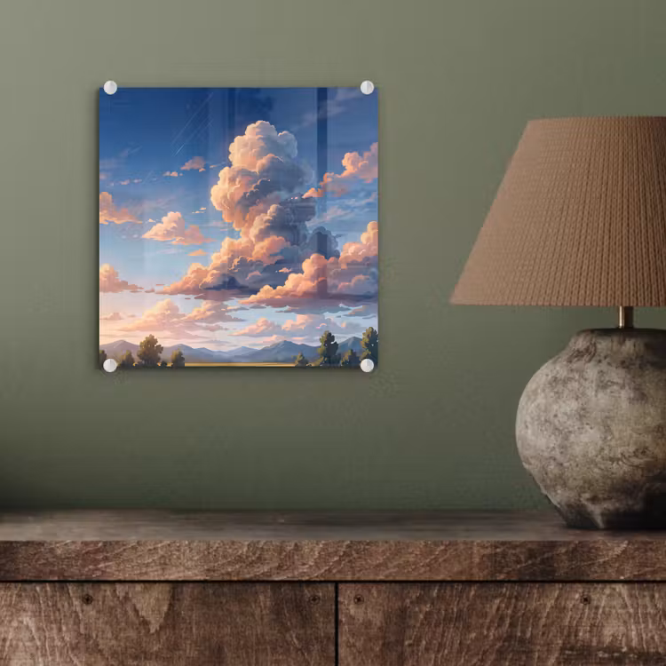 Wolken - Daghemel - Natuur - Illustratie - Oranje plexiglas 5mm klein -sfeer3