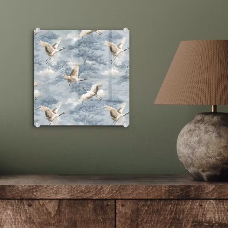 Wolken - Kraanvogels - Blauw plexiglas 5mm klein 11 -sfeer3